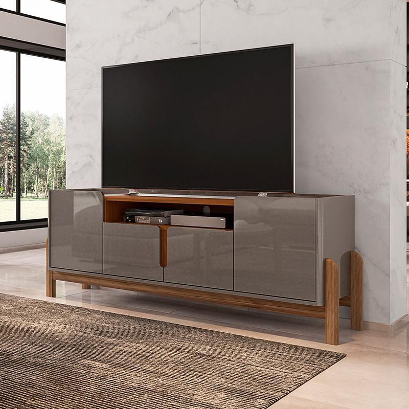 Rack Sala Lizz 190 Com 4 Portas Soft-Close e Pés de Madeira - Casa